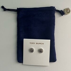 Tory Burch SilverTone Miller Pavé Stud Earrings